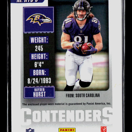 2018 Panini Contenders Football Hayden Hurst #RTS-8 Jersey
