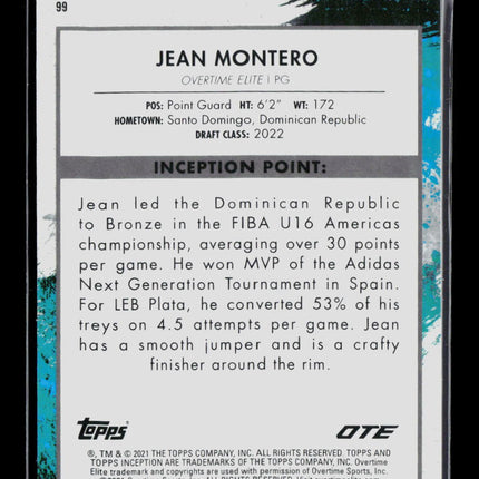 2021 Topps Inception Overtime Elite Jean Montero #99 RC