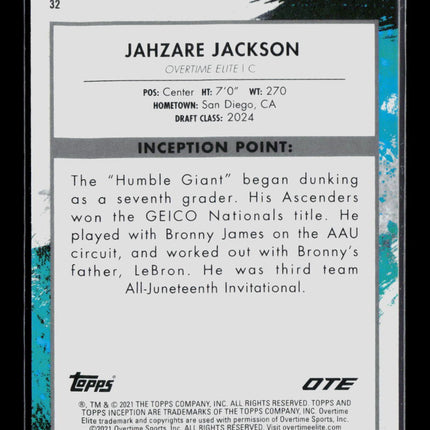 2021 Topps Inception Overtime Elite Jahzare Jackson #32 RC 13/50 orange