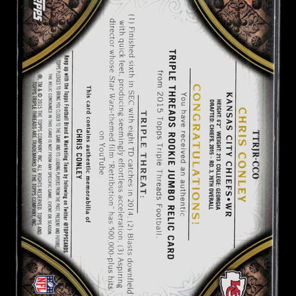 2015 Topps Triple Threads Chris Conley #TTRJR-CCO Rookie Jumbo Relic Jersey