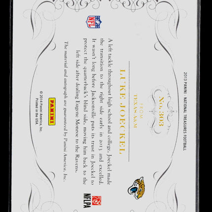 2014 Panini National Treasures Luke Joeckel #303 46/99 Autograph Patch RC Auto