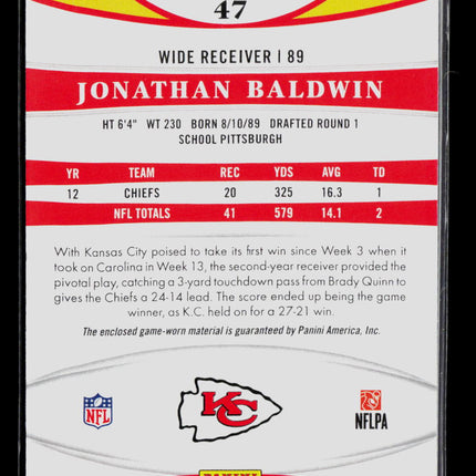 2013 Panini Certified Football Jonathan Baldwin #47 Jersey Patch 083/299