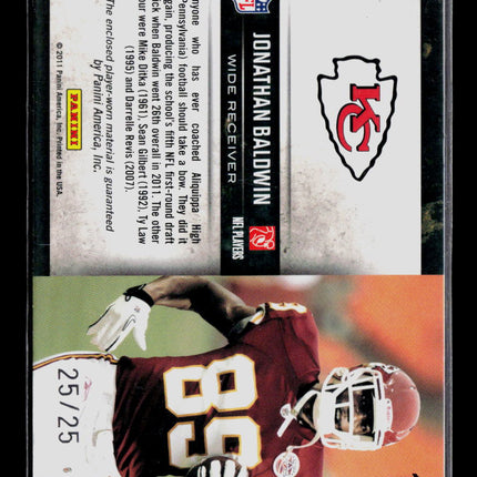2011 Panini Limited Jonathan Baldwin #17 Memorabilia 25/25 Prime Patch