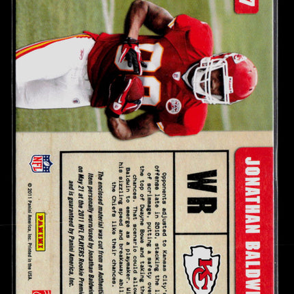2011 Panini Absolute Memorabilia War Room Jonathan Baldwin #27 Jersey