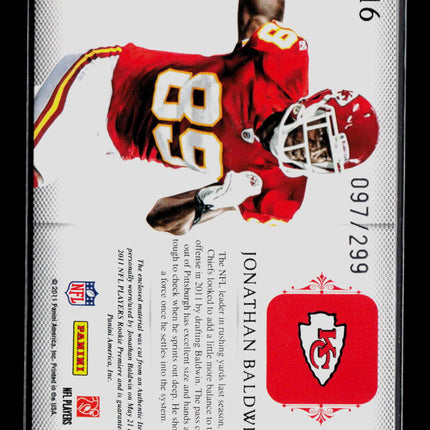 2011 Panini Plates & Patches Rookie Blitz Jonathan Baldwin #16 Patch 097/299