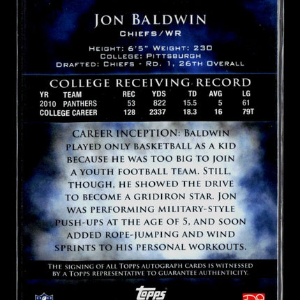 2011 Topps Inception Jon Baldwin #106 125/160 RC Auto