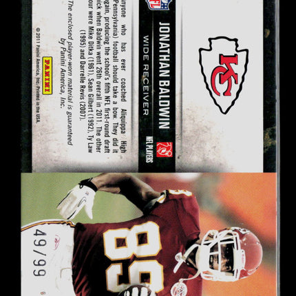 2011 Panini Limited Jonathan Baldwin #17 49/99 Player-Worn Glove