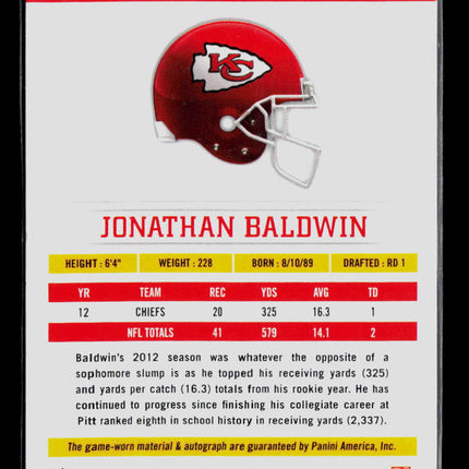 2013 Panini Rookies & Stars Jonathan Baldwin #1 Autograph Jersey Auto