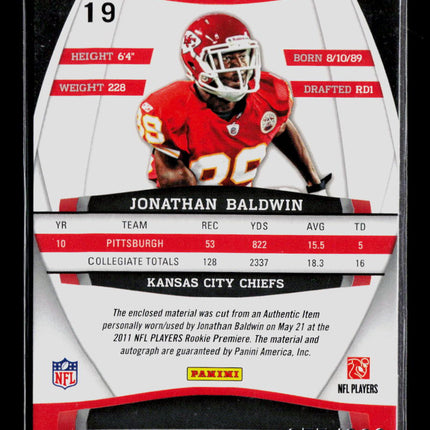 2011 Gridiron Gear Rookie Gridiron Gems Jonathan Baldwin #19 Jersey /302 Auto