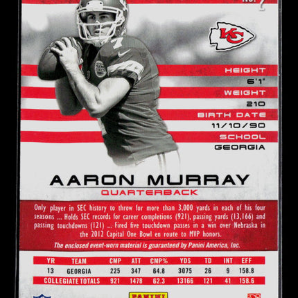 2014 Panini Rookies & Stars Aaron Murray #2 RC 015/200 Jersey
