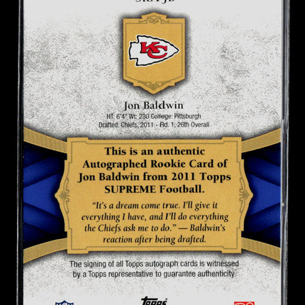 2011 Topps Supreme Jon Baldwin #SRA-JB 18/90 Auto