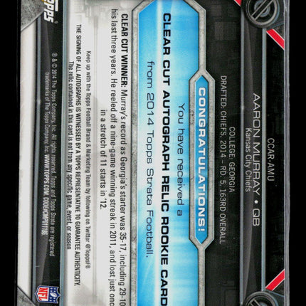 2014 Topps Strata Aaron Murray #CCAR-AMU Autograph Jersey RC Auto