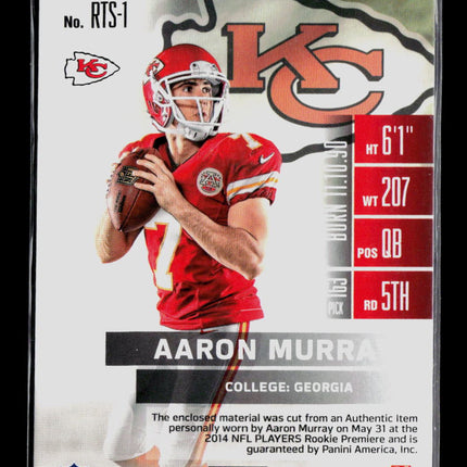 2014 Panini Contenders Aaron Murray #RTS-1 RC Jersey