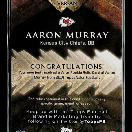 2014 Topps Valor Aaron Murray #VRR-AM RC Rookie Relic Jersey