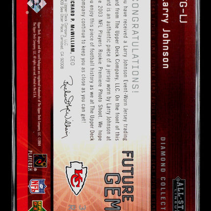 2004 Upper Deck Diamond Collection Future Gems Larry Johnson #FG-LJ Jersey