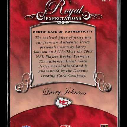 2003 Donruss Gridiron Kings Royal Expectations Larry Johnson #RE-10 Jersey