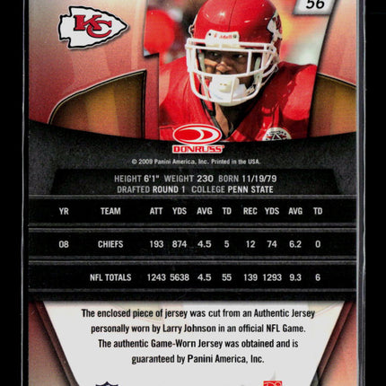 2009 Donruss Gridiron Gear Larry Johnson #56 Game-Worn Jersey 069/100