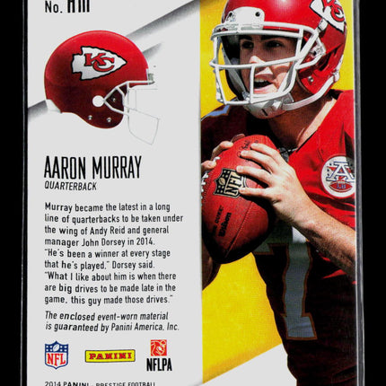 2014 Panini Prestige Football Aaron Murray #AM Prime Event-Worn Jersey RC