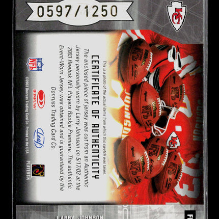 2003 Leaf Certified Materials Freshman Fabric Larry Johnson #FF-158 Jersey /1250