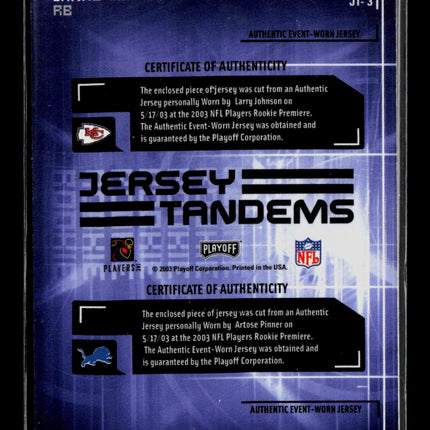 2003 Playoff Honors Jersey Tandems Larry Johnson Artose Pinner #JT-3 Jersey