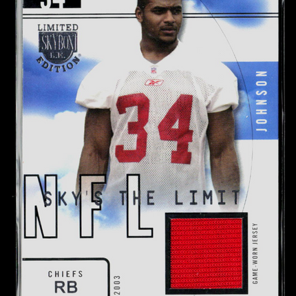 2004 SkyBox L.E. Sky's the Limit Larry Johnson #SL-LJ Game-Worn Jersey 88/99