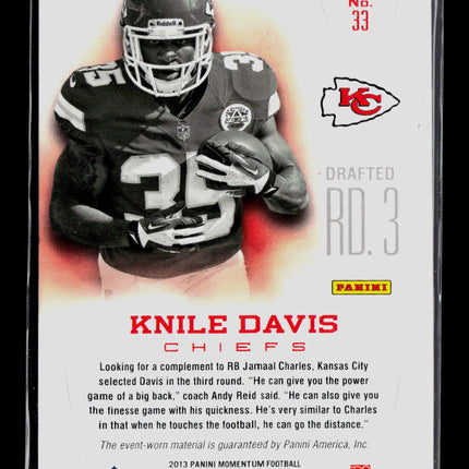 2013 Panini Momentum Football Rookie Team Threads Knile Davis #33 RC /299 Jersey