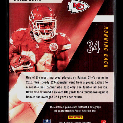 2014 Score Future Franchise Fabrics Knile Davis #FFF-KD Autograph Jersey Auto