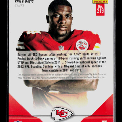 2013 Panini Absolute Football Knile Davis #219 RC /99 Rookie Premiere Jersey