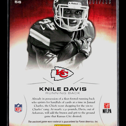 2013 Panini Momentum Knile Davis #56 301/399 RC Jersey