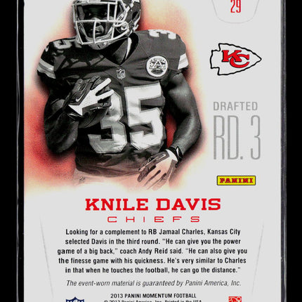2013 Panini Momentum Knile Davis #29 RC 273/299 Jersey