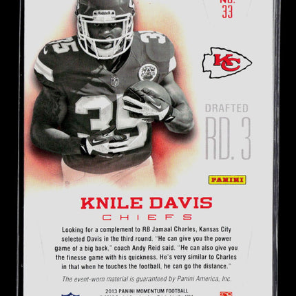 2013 Panini Momentum Rookie Team Threads Knile Davis #33 Triple Jersey 234/299