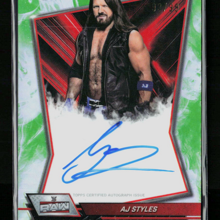 2026 Topps Chrome WWE AJ Styles #RBA-AJS Green 03/99 Auto