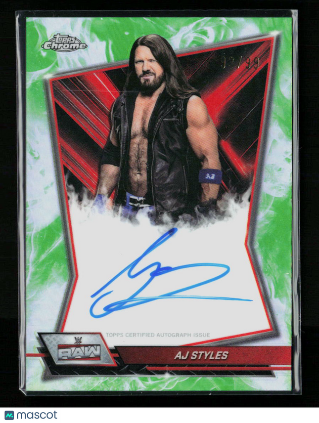 2026 Topps Chrome WWE AJ Styles #RBA-AJS Green 03/99 Auto