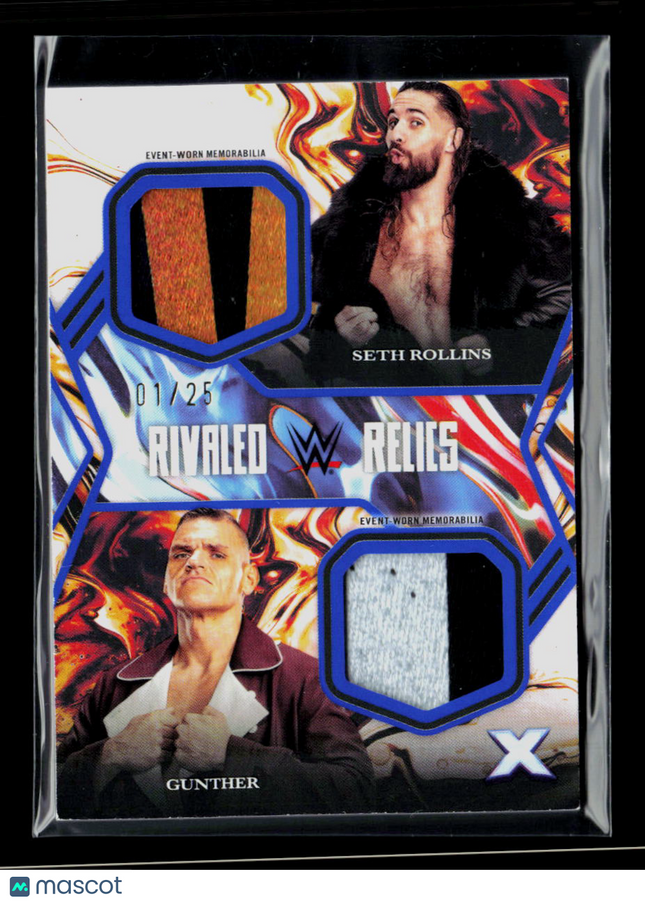 2025 Topps Exalted WWE Gunther Seth Rollins #RR-RG 01/25 Memorabilia Dual Relic