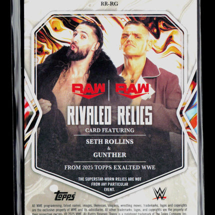 2025 Topps Exalted WWE Gunther Seth Rollins #RR-RG 01/25 Memorabilia Dual Relic