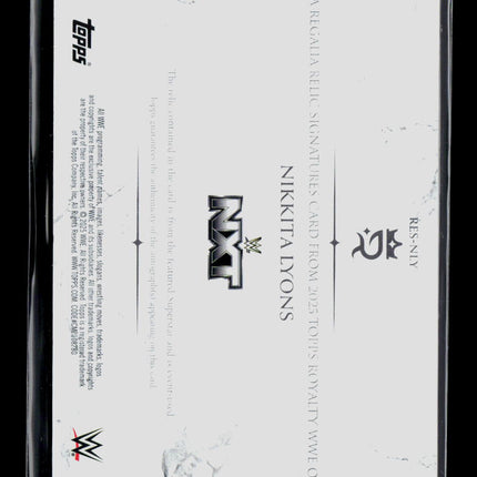 2025 Topps Royalty WWE Nikkita Lyons #RES-NLY Autograph Relic Memorabilia /50