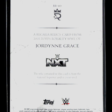 2025 Topps Royalty WWE Regalia Relics Jordynne Grace #RR-40 Relic 10/25