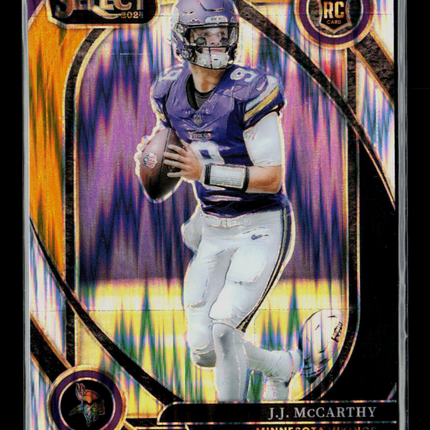 2024 Panini Select J.J. McCarthy #246 Black Yellow Shock Prizm RC