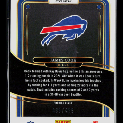 2024 Panini Select James Cook #167 Green Prizm 489/499