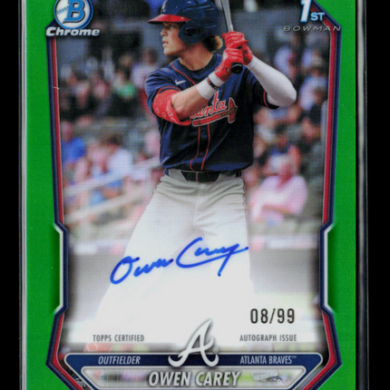 2026 Topps Bowman Chrome Owen Carey #CPA-OC Green 08/99 Auto