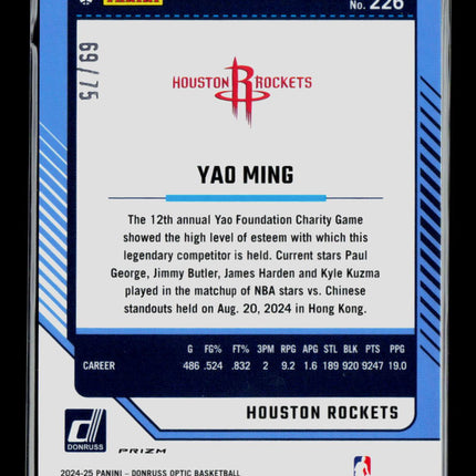 2025 Panini Donruss Optic Yao Ming #226 Red Glitter 69/75