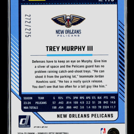 2025 Panini Donruss Optic Trey Murphy III #179 Pink Glitter /275