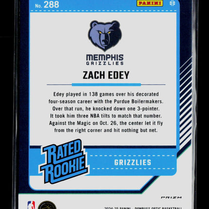 2025 Panini Donruss Optic Zach Edey #288 Holo