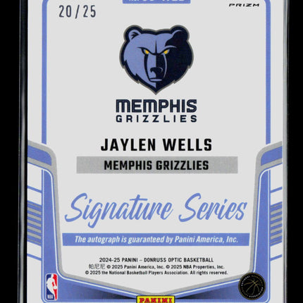 2025 Panini Donruss Optic Jaylen Wells #SS-WEL Blue 20/25 RC Auto