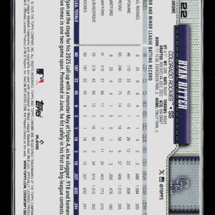 2026 Topps Chrome Ryan Ritter #122 RC
