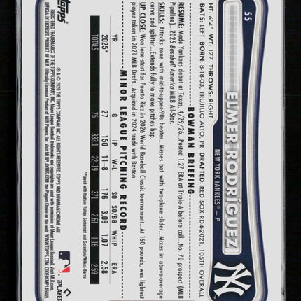 2026 Topps Bowman Chrome Elmer Rodriguez Elmer Rodríguez #55 RC