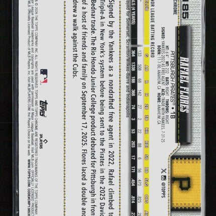 2026 Topps Chrome Rafael Flores #185 RC