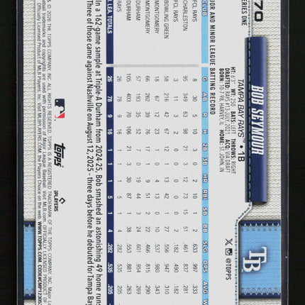 2026 Topps Series One Bob Seymour #70 RC