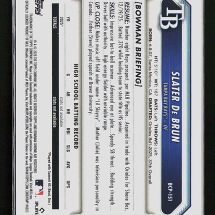 2026 Bowman Chrome Slater De Brun #BCP-151