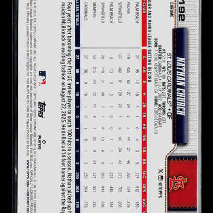 2026 Topps Chrome Nathan Church #192 RC